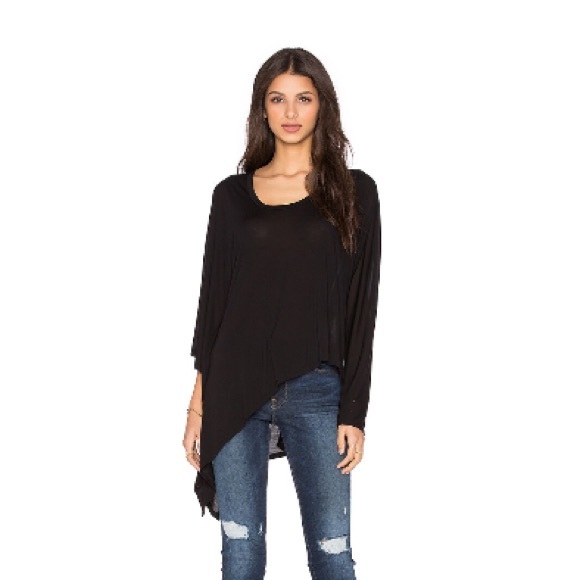 Black long sleeve asymmetrical tunic top - Picture 6 of 6